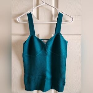 Sophia Jeans Teal Rib Knit Tank L